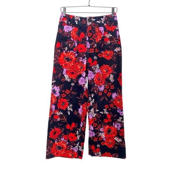 Maeve by Anthropologie The Colette Cropped Wide-Leg Velvet Pants Floral Size 27 - Picture 2 of 14